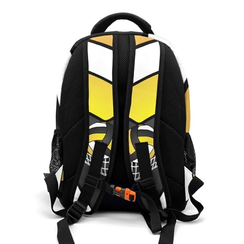 Volleyball Yellow Black Shoulder Backpack Bag for Sports Travelling Hiking Camping - color: Muilti 2