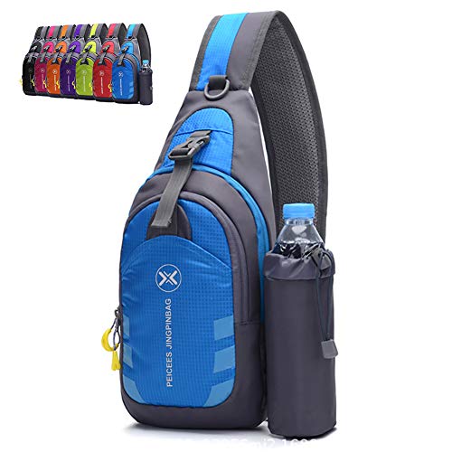 Peicees Chest Crossbody Sling Backpack Bag Travel Bike Gym Daypack for Women Men - color: Blue