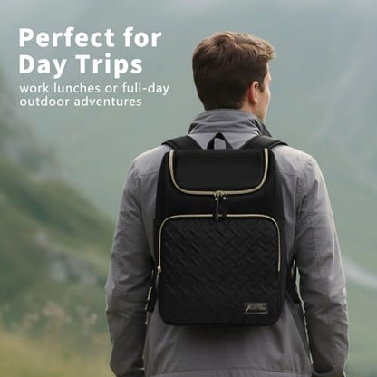Cooler Backpack Insulated Leak Proof 33 Cans, Waterproof Hiking Backpack Cooler Soft Cooler Bag Lunch Backpack for Picnic Camping Beach, Black - color: Black