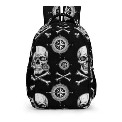 Laptop Backpack 3D Pirate Skull Black, Sturdy Water Resistant College Bookbag with Water Bottle Pockets for Business Travel Commute - color: Pattern (333)