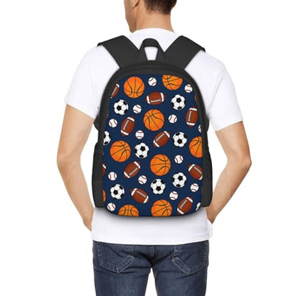 Baseball,Football,Basketball,Soccer,Football Backpack Laptop Travel Bag Adjustable Backpack Print Daypack for Men Women 16.5 In - color: Style 7
