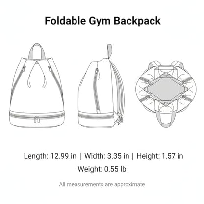 Foldable Gym Backpack with Wet/Dry Separation, Water-Resistant Oxford Sports Bag for Travel & Commute - color: Pink