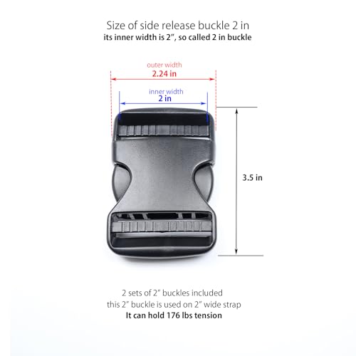 Side Release Buckles Heavy Duty Plastic Buckle Snap Clips Clasps Backpack Buckle Replacement for Strap - style: 2 Inch - 2sets