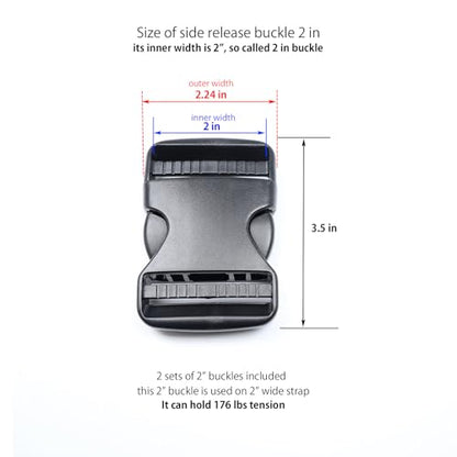 Side Release Buckles Heavy Duty Plastic Buckle Snap Clips Clasps Backpack Buckle Replacement for Strap - style: 2 Inch - 2sets