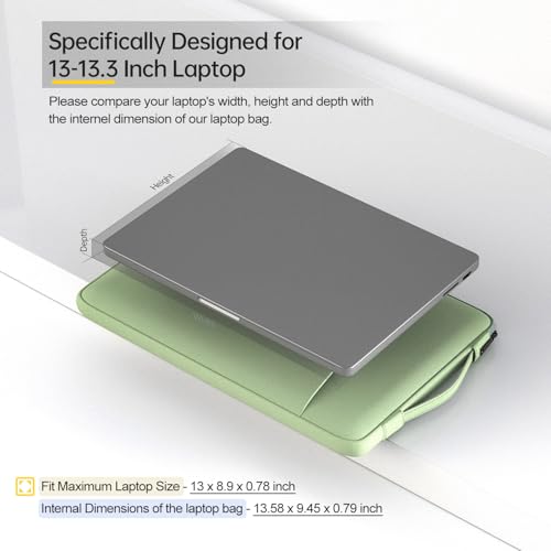 13 Inch Laptop Sleeve for 2026 MacBook Neo A18, MacBook Air 13-inch Laptop with M5 chip A3449, MacBook Air 13.6-inch Carrying Case, Green - color: Green, size: 13.3-13.6 Inch