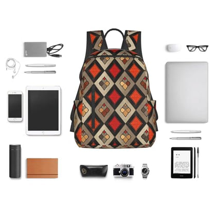 Travel Backpack for Women Men Rhombus Pattern Daypack 15 inch Lightweight Computer Bag Casual Back Pack - color: Rhombus Pattern