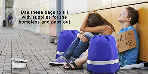 BeeGreen 20 Pieces Royal Blue Drawstring Backpacks Bags Bulk, String Bags Reflective Cinch Sack, DIY Blank Drawstring Bags for Women and Men - color: Reflective Royal-s