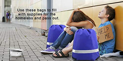 BeeGreen 20 Pieces Royal Blue Drawstring Backpacks Bags Bulk, String Bags Reflective Cinch Sack, DIY Blank Drawstring Bags for Women and Men - color: Reflective Royal-s