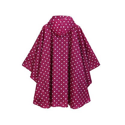 Fashion Hooded Rain Poncho Waterproof Raincoat Jacket with pocket for Women/Men/Adult - color: Rose Red White Point