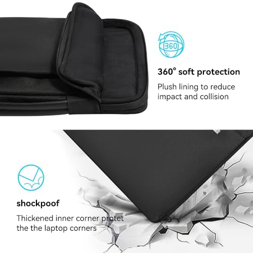 LANDICI 360°Laptop Sleeve Case 14 15 Inch Compatible with MacBook Air 15 M2/M3/M4 2022-2025, MacBook Pro 15, Hp chromebook 14, Waterproof Computer Bag Cover with Handle, Black - color: New Black, size: 14-15 inch
