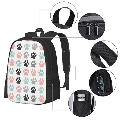 Slim Anti Theft Laptop Backpack Colorful Dog Paw Prints, Large Volume Travel Daypack Durable Polyester Carry Bag for Office Business Outdoor Trekking - color: Design (663)