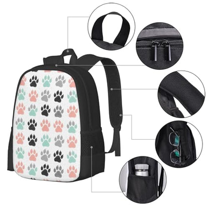 Slim Anti Theft Laptop Backpack Colorful Dog Paw Prints, Large Volume Travel Daypack Durable Polyester Carry Bag for Office Business Outdoor Trekking - color: Design (663)