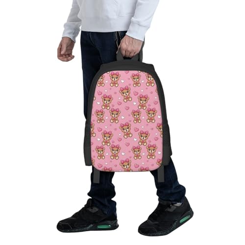 Ergonomic Padded Backpack Cute Bear Bow Pink, Anti Theft Spacious Travel Daypack Sturdy Polyester Bag for Commute Gym Outdoor Leisure Use - color: Design (875)
