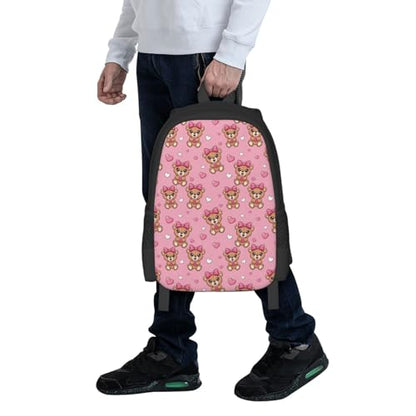Ergonomic Padded Backpack Cute Bear Bow Pink, Anti Theft Spacious Travel Daypack Sturdy Polyester Bag for Commute Gym Outdoor Leisure Use - color: Design (875)
