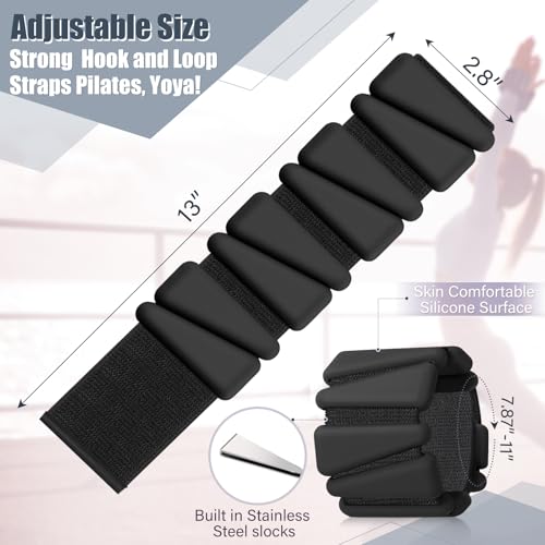 Vinsot Wrist and Ankle Weights for Women Men Set of 4(1 lb Each) adjustable Arm Leg Silicone Weighted Wristbands Bracelets for Pilates Yoga Gym Workout Running Walking Strength Training(Black) - color: Black