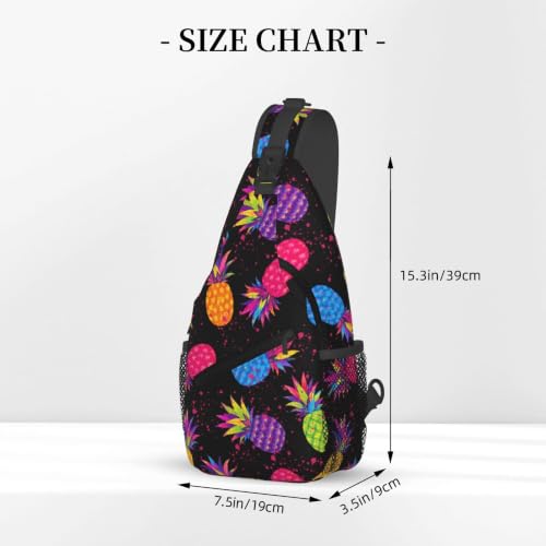 Sling Backpack Unisex Crossbody Chest Bag Shoulder Chest Bag For Women Men Hiking Travel - color: Pineapple
