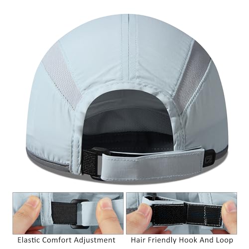 GADIEMKENSD Reflective Folding Outdoor Hat Unstructured Design UPF 50+ Sun Protection Sport Hats for Womens and Mens - color: Light Blue