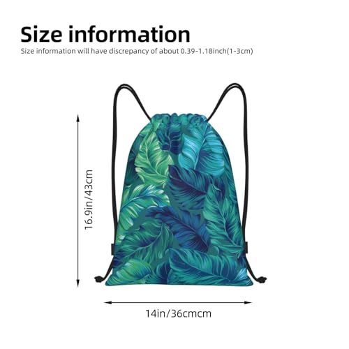 Green Tropical Palm Leaf Summer Drawstring Bags Backpack Sport Gym Sack For Men Women - color: Black16