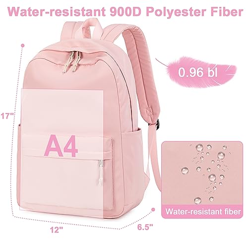 Bluboon School Backpack for Teen Girls Women Laptop Backpack College Bookbags Middle School Travel Work Commuter Back Pack(Pink) - color: A Pink