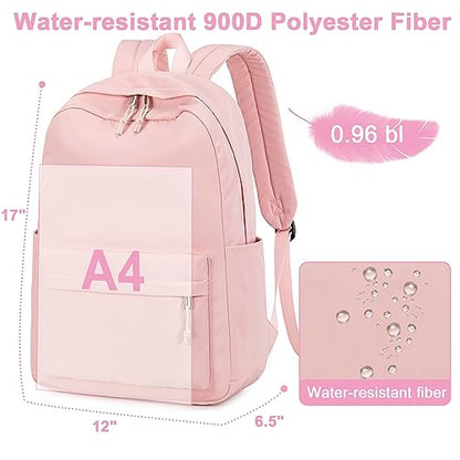 Bluboon School Backpack for Teen Girls Women Laptop Backpack College Bookbags Middle School Travel Work Commuter Back Pack(Pink) - color: A Pink