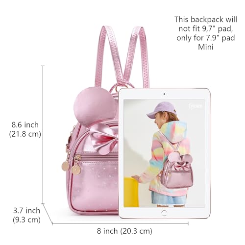 KL928 Girls Mini Backpack Bowknot Polka Dot Cute Small Daypacks Convertible Shoulder Bag Purse for Women - color: Fluorescent Pink