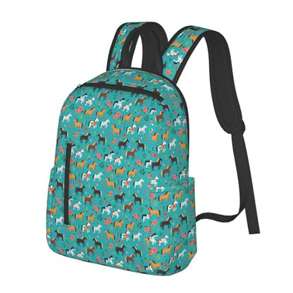 Travel Daypack Floral Farm Animal Pets Flowers Horses, Quick-Access Pocket, Side Bottle Holder, for Active Adults - color: Picture (830)