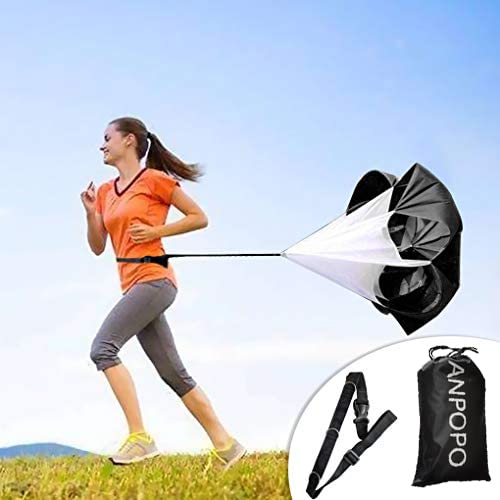Bfsmile Running Speed Training 56" Parachute with Adjustable Strap, Free Carry Bag. Speed Chute Resistance Running Parachute for Kids Youth and Adults - color: Black
