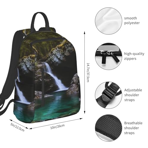 Travel Backpack for Women Men Clear Small Waterfall Daypack 15 inch Lightweight Computer Bag Casual Back Pack - color: Clear Small Waterfall
