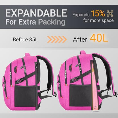 40L Expandable Laptop Backpack, Anti-thief Travel Backpack, Airline Approved Business Waterproof Carry on Luggage, Fits 15.6" Laptop for Men Women - color: Purple, size: 15.6 inches
