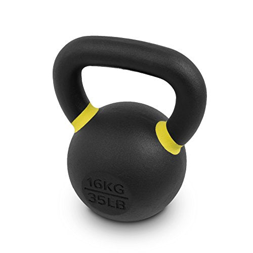 Valor Fitness Premium Cast Iron Kettlebells Powder Coated Kettle Bell Weights - Includes LB and KG Weight - color: F: 35LB