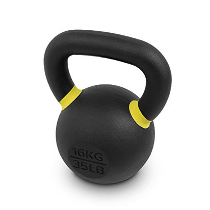 Valor Fitness Premium Cast Iron Kettlebells Powder Coated Kettle Bell Weights - Includes LB and KG Weight - color: F: 35LB