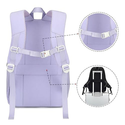 Laptop Backpack for Women College High Schoolbag Big Students Bookbags Large Multi pocket Travel Daypack Casual (Purple) - color: Purple