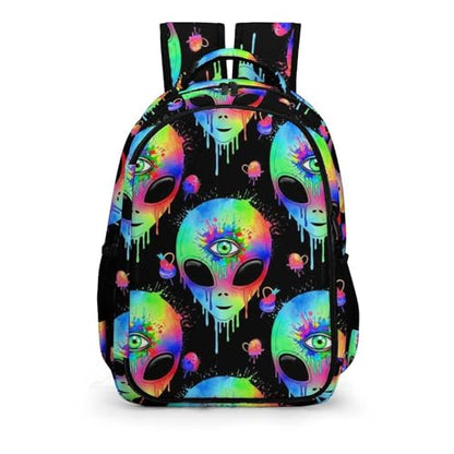 Waterproof Hiking Backpack Alien Trippy Painting Art, Anti Theft Travel Laptop Rucksack with Multi Compartments for Men Women Outdoor Sports - color: Pattern (256)
