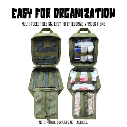 1000D Molle Ifak Pouch Rip Away, Tactical Tear Away Medical Pouch Empty, Military First Aid Pouch Bag Only for Camping Hiking Travel - color: Army Green