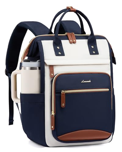 LOVEVOOK Laptop Backpack for Women Work Bag with Large Capacity Cup Side Pocket, 15.6 Inch Waterproof Computer Backpacks (Dark-blue, 17.3INCH) - color: Dark-blue, size: 17.3INCH