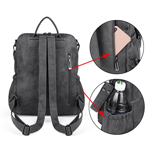 Uromee Travel Backpack Purse for Women Vegan Leather Ladies Fashion Tassel Shoulder Bag Convertible with Pouch - color: 262 Grey