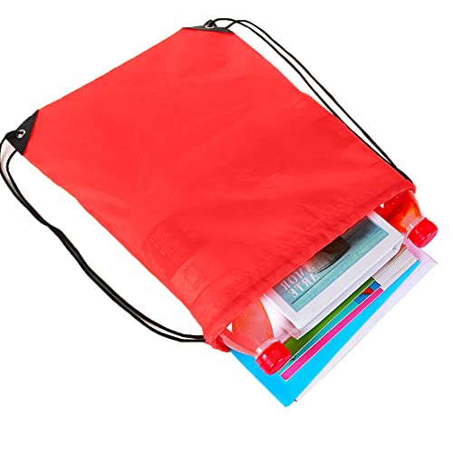 Bulk Drawstring Bags, Polyester Draw String Bags, Gym Sports Cinch Bag Drawstring Backpack for Women Men - color: Red