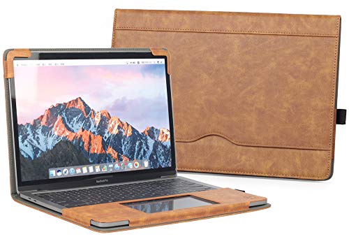 TYTX Compatible with MacBook Pro Leather Case 15 Inch 2016-2019 Release (A1990 A1707) Laptop Sleeve Protective Folio Book Cover with Vents, Brown - color: Brown