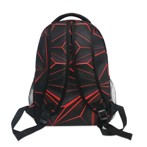 ALAZA 3D Geometric Black Polygon Red Futuristic Large Backpack Personalized Laptop iPad Tablet Travel School Bag with Multiple Pockets - color: Geomertry