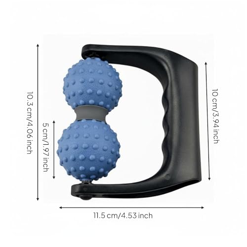 Double Ball Deep Tissue Handheld Massage Roller Textured Body Roller for Home, Blue - color: Blue