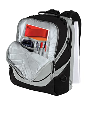 TEEAMORE Custom Travel Laptop Backpack Add Your Embroidered Monogram Computer Water Resistant Bag Black Grey - color: Black Grey, size: 17 inch - Add Your Monogram