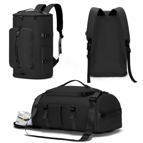 MIYCOO Gym Bag for Men Women with Shoes Compartment - Duffle Bag, Travel Backpack, Sports Backpack, Weekender Overnight Bag with Wet Pocket - Black - color: Black -Style2