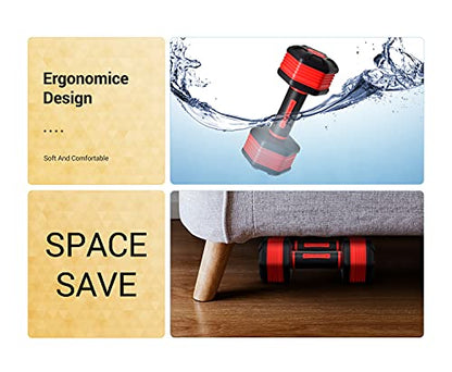 Nice C Adjustable Dumbbells Weights, Neoprene All-in-1 Options, Non-Slip, All-Purpose, Home, Gym, Office - style: Red 5lb Pair