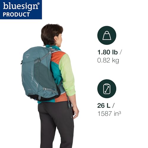 Osprey Hikelite 26L Durable Hiking Backpack - Travel Daypack with Rain Cover for Men and Women, Graphite Purple - color: Graphite Purple, style: 26l