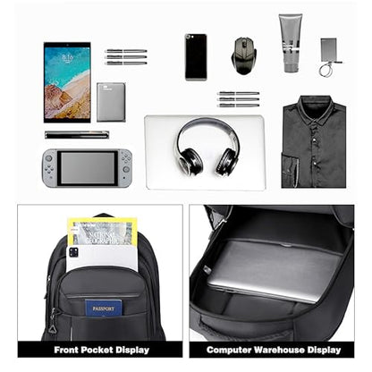 Large Capacity Travel Laptop Backpack, durable and lightweight, 4 compartments, waterproof front, breathable back (black) - color: Black