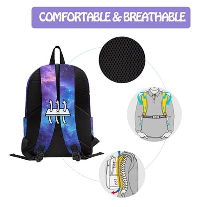 Galaxy 3PCS Backpack for Boys Girls, Kids Back to School Backpack Set with Lunch Box Pencil Case, 17 Inch Lightweight Bookpack 3 in 1 Set for Teens Elementary Middle High School Students - color: Galaxy