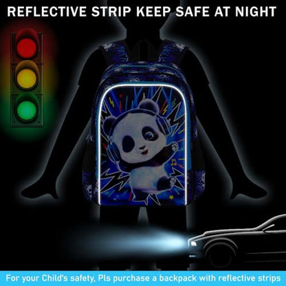 16" Panda Backpack for Boys, 3Pcs Kids Kindergarten Preschool Elementary Bookbag Set, School Backpacks with Lunch Box(Blue) - color: Panda Blue