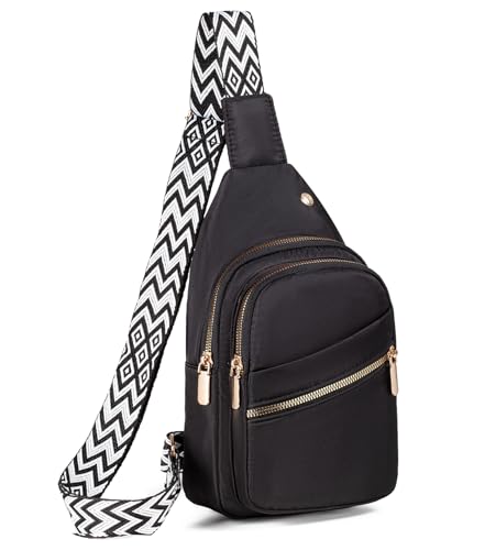 EVANCARY Small Sling Bag Crossbody Bags for Women Men, Sling Backpack Chest Daypack Cross Body Bag for Travel Outdoor - color: V Black