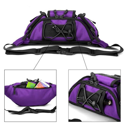 ArcEnCiel Tactical Fanny Pack for Men Women Waist Bag Hip Belt Outdoor Hiking Fishing Bumbag with Patch (Purple) - color: Purple