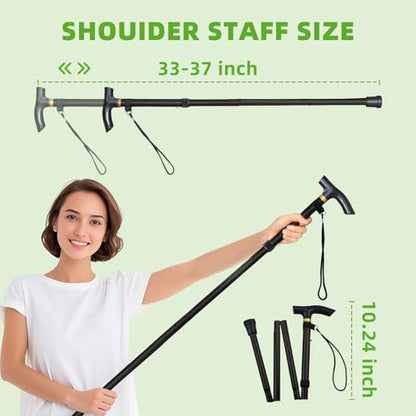 Shoulder Pulley for Physical Therapy, Foldable Shoulder Wand Rotator Cuff Rehab – Portable & Shoulder Reliever with Hook, Lightweight Stretching Tool – Durable Shoulder Exercise Equipment (Black) - color: Black